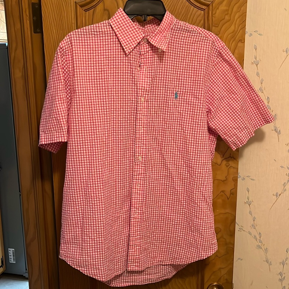 Pink Checkered Button-Down Polo - image 1